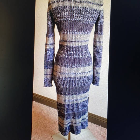 Free People Cozy Up Grey Print Striped Cardigan - Picture 6 of 9